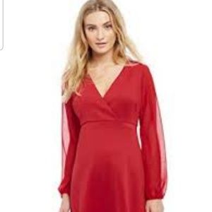 Sheer sleeve Maternity Dress